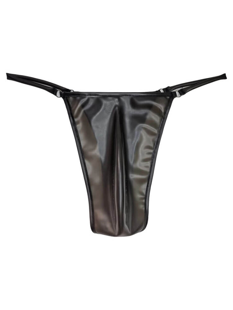 Men's Sexy Thin Straps Low-Rise Latex Thong