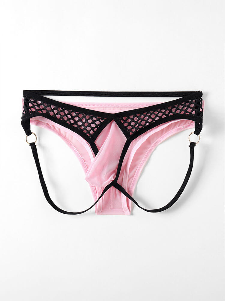 Men's Sexy Cut-Out Fishnet Stretchy Double Thong