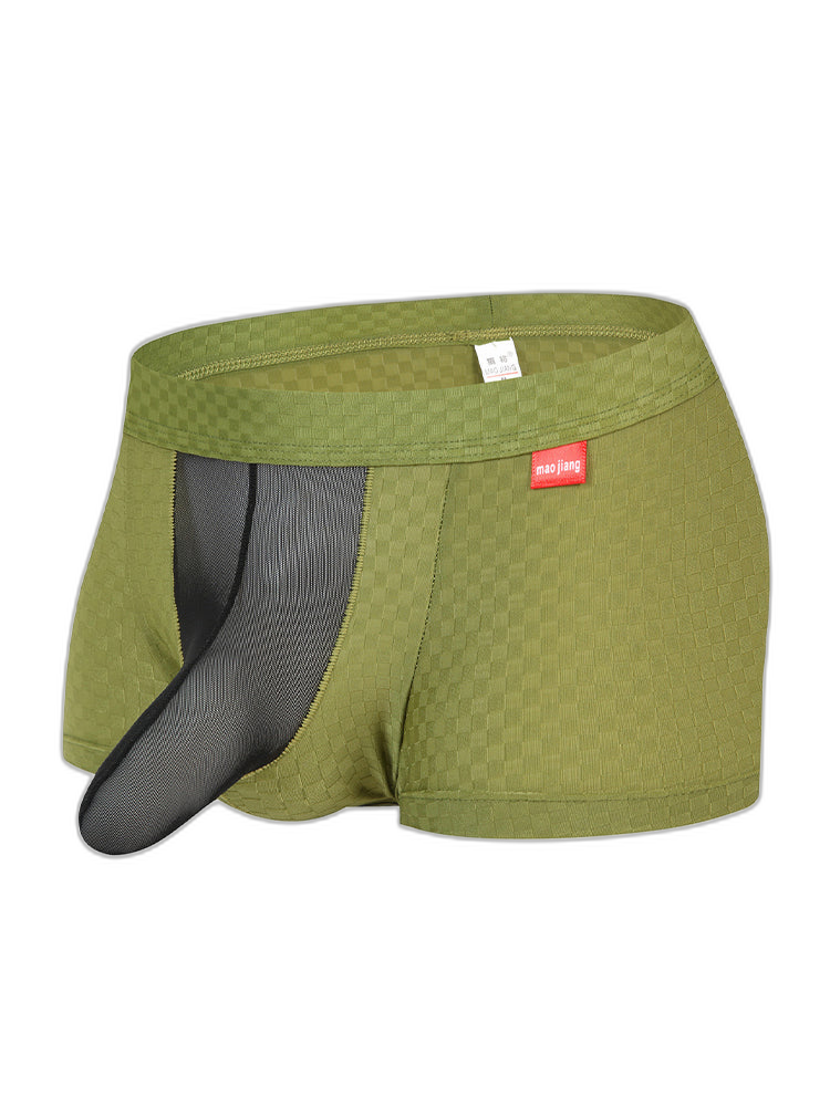 Men's Low-Rise Mesh Trunks – Breathable Nylon with 3D Pouch Support