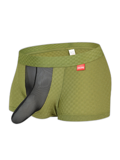 Men's Low-Rise Mesh Trunks – Breathable Nylon with 3D Pouch Support