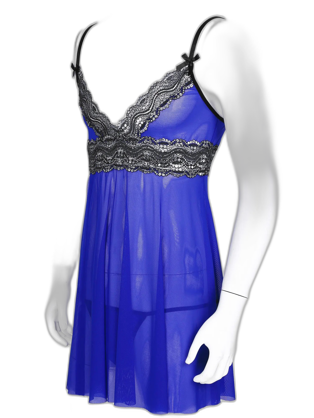 Mesh Floral Lace Sissy Mini Nightgown Set