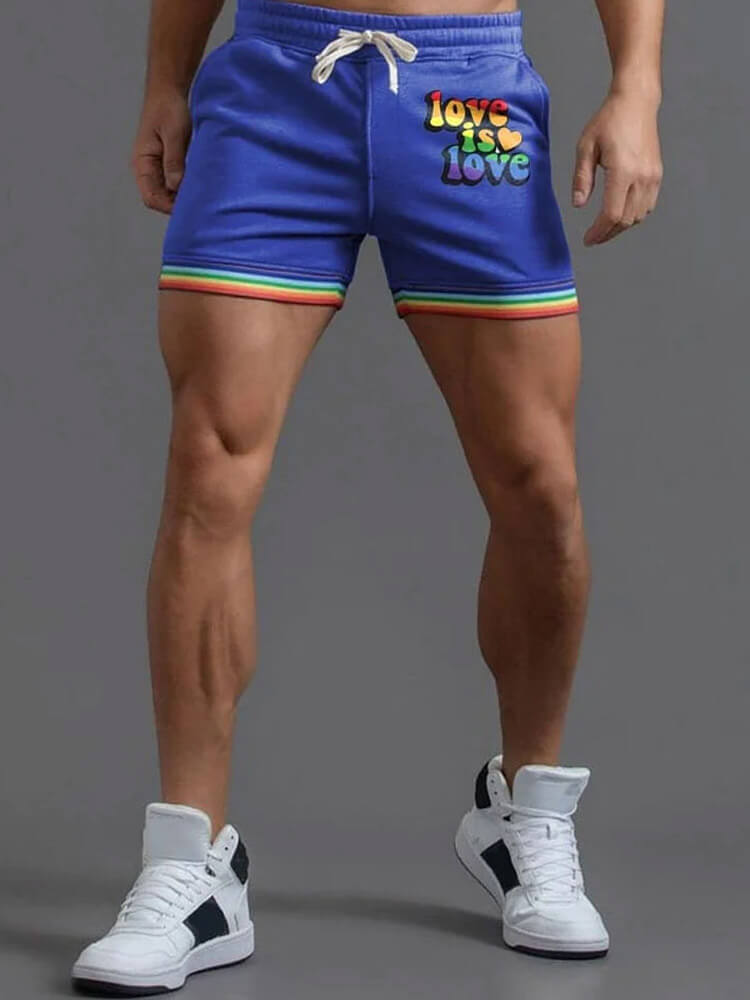 Men's Love Is Love Rainbow Striped Casual Shorts