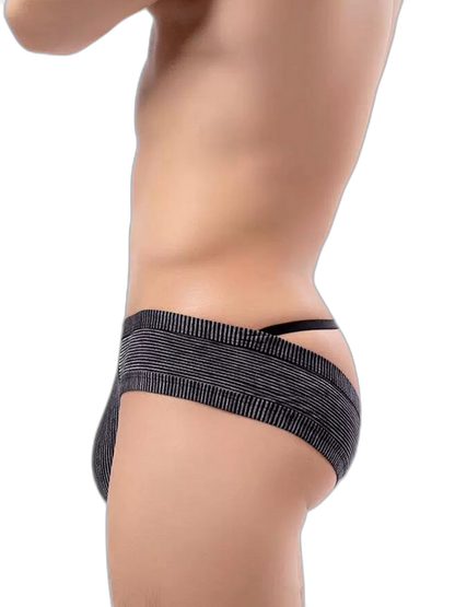 2 Pack Men's Low Rise Back Hollow 3D U-convex Large Pouch T-Back Briefs