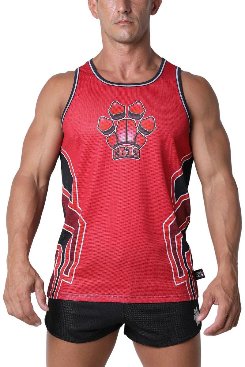 Cell Block 13 Bandit Tank Top Pink Red - The Pup Play Hub
