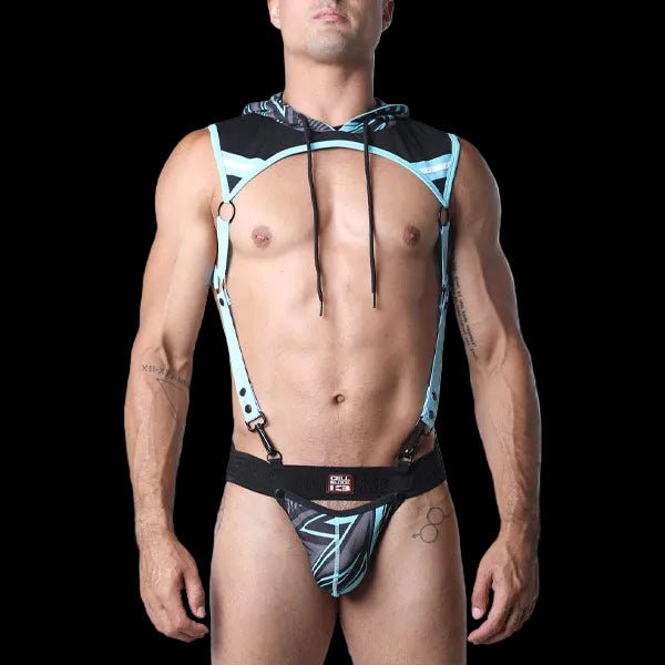 Cell Block 13 Kennel Club Lightning Hoodie Harness | Turquoise - The Pup Play Hub