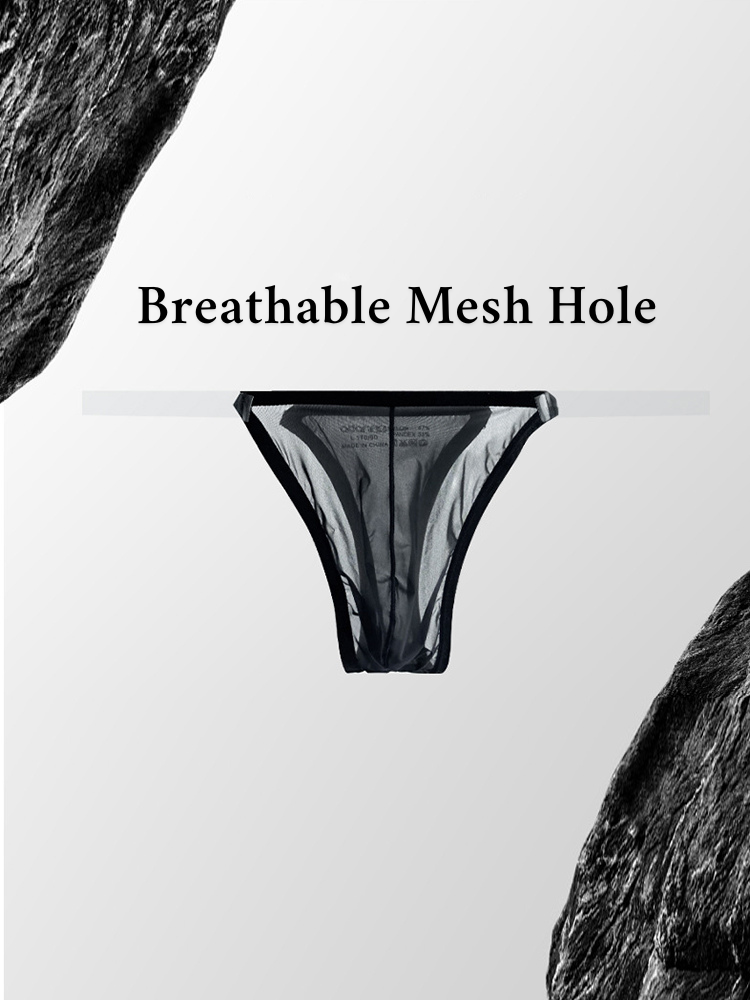 2 Pack Men's Sexy Seamless Semi-Transparent Thong & Strings