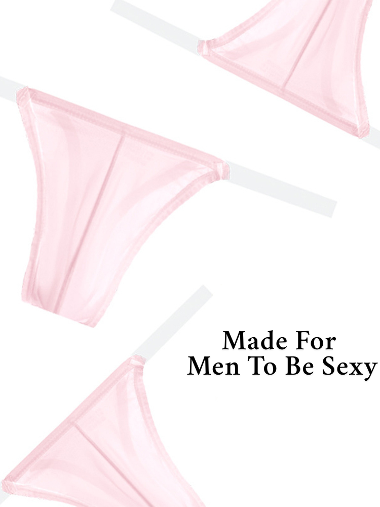 2 Pack Men's Sexy Seamless Semi-Transparent Thong & Strings