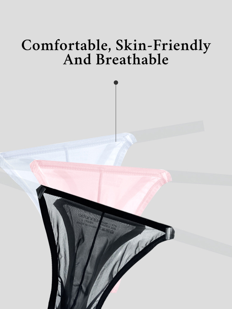 2 Pack Men's Sexy Seamless Semi-Transparent Thong & Strings