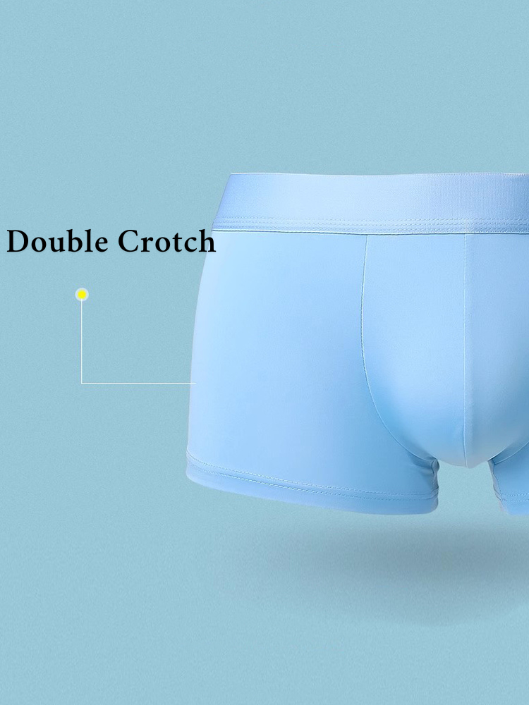 3 Pack Men's Ultra-thin Ice Silk Seamless Solid Trunks