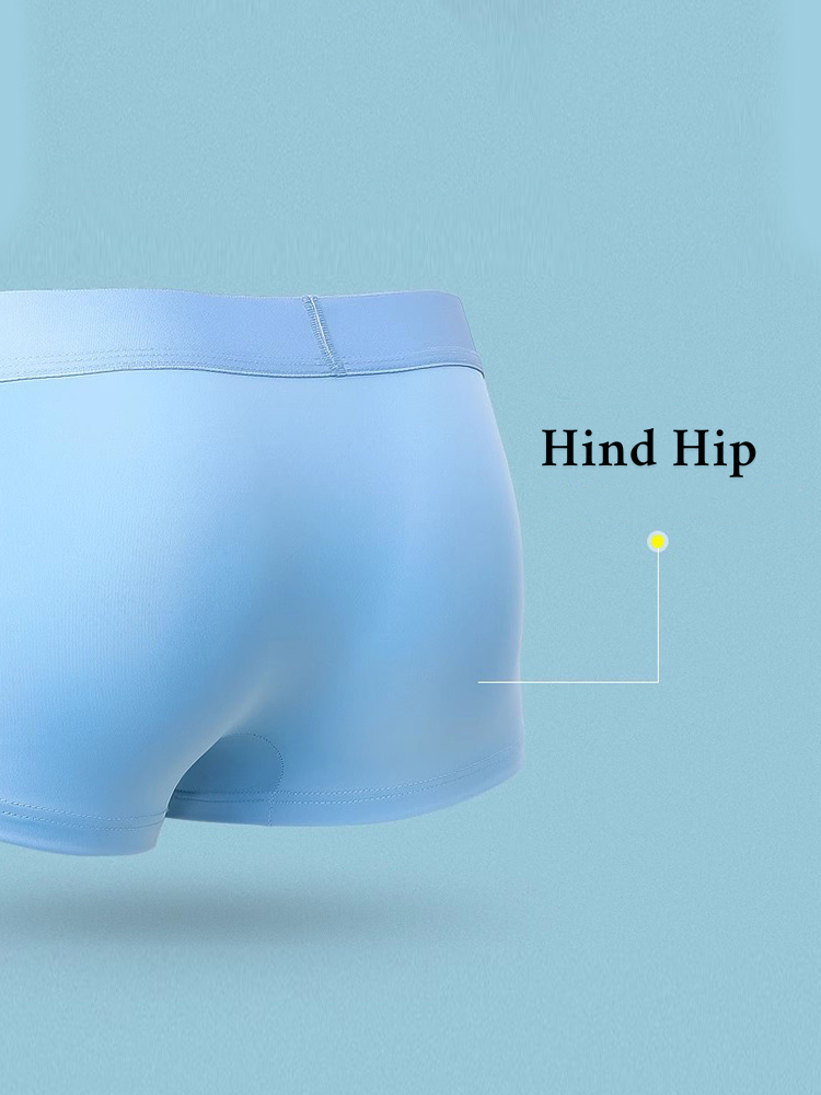3 Pack Men's Ultra-thin Ice Silk Seamless Solid Trunks