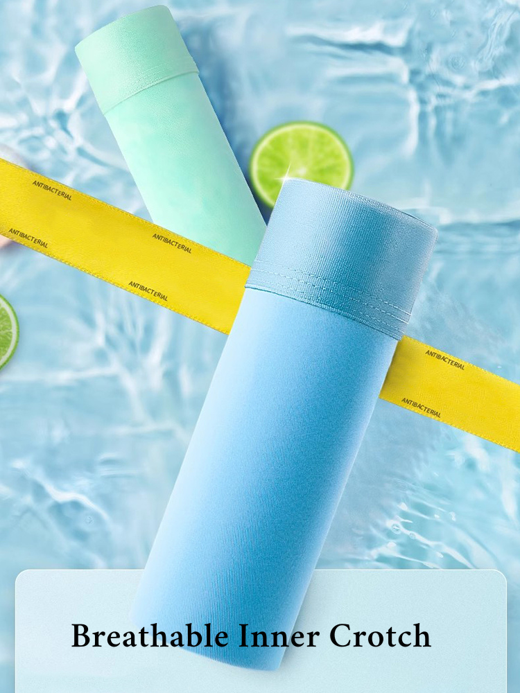 3 Pack Men's Ultra-thin Ice Silk Seamless Solid Trunks