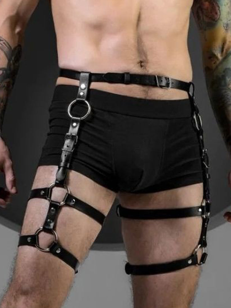Men's Leather Restraint Leg Straps
