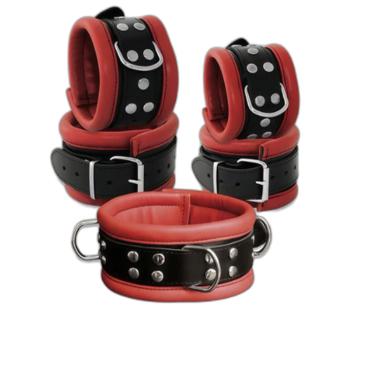 ruff GEAR Hardcore 5 Piece Leather Bondage Set Red