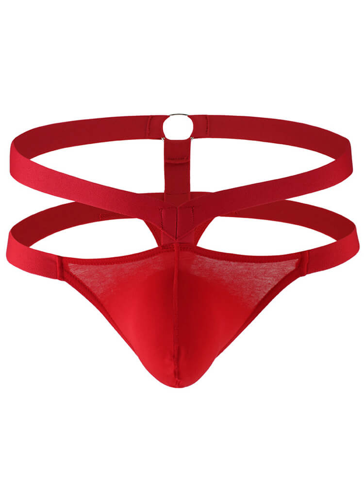 Men's Hollow-Out Sexy U-Convex Pouch Solid Thong