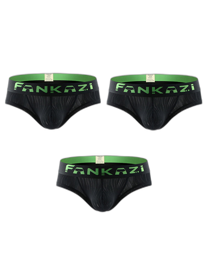 3 Pack Men's Striped U-Pouch Breathable Casual Briefs
