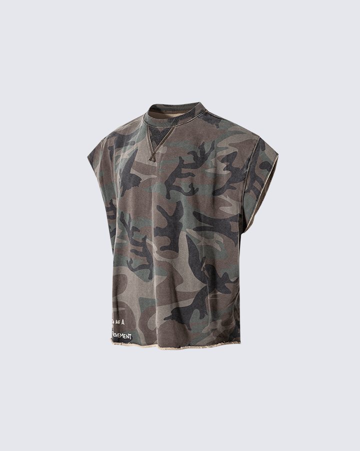 Graffiti Camo Sleeveless Oversized T-Shirt