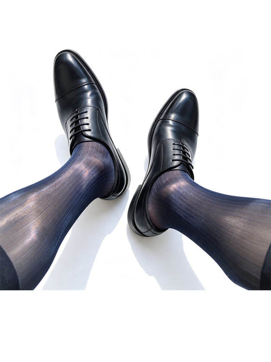 Reflective Ultra-Thin Striped Mid-Calf Stocking