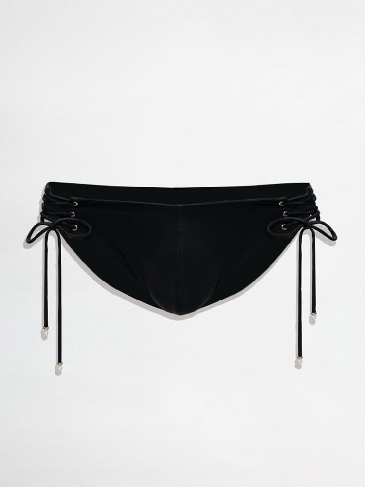 Men's Tie-Side Bows Solid Low-Rise Swim Briefs