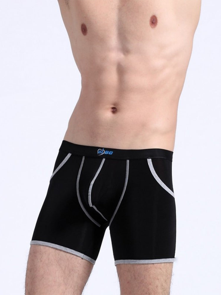 3 Pack Men's Long Leg Boxer Briefs Made of Ultra-Thin Ice Silk with Anti-Wear Elastic