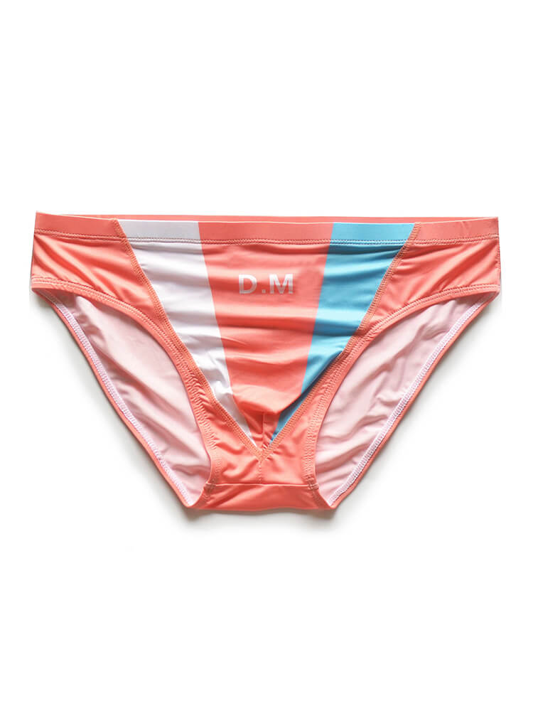 D.M Men's Sexy Color-Block Print Quick-Dry Briefs