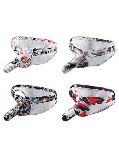 4 Pack Men's Elephant Print Sexy Bikini