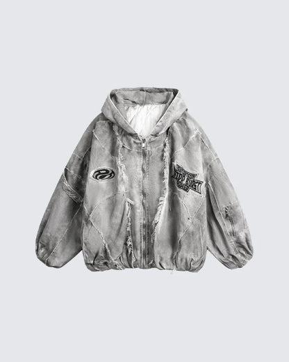 Washed Vintage Embroidered Sports Casual Tracksuit