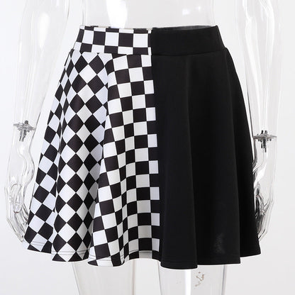 Checkerboard Split Gothic Mini Skirt