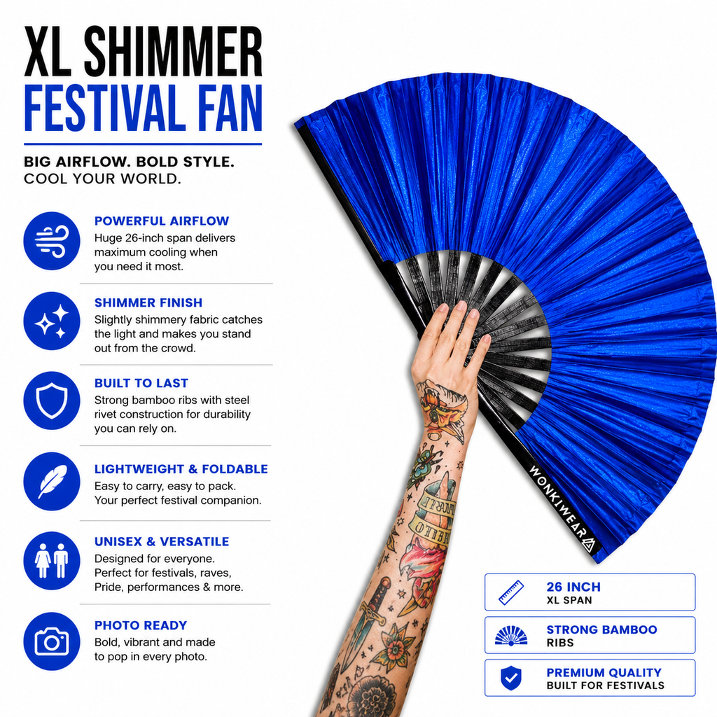 Cobalt Blue Shimmer Metallic XL Festival Fan