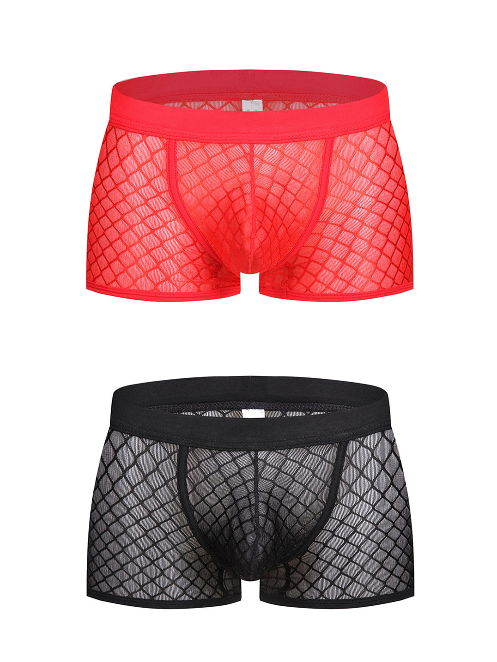 2 Pack Men's Sexy Transparent Mesh Trunks