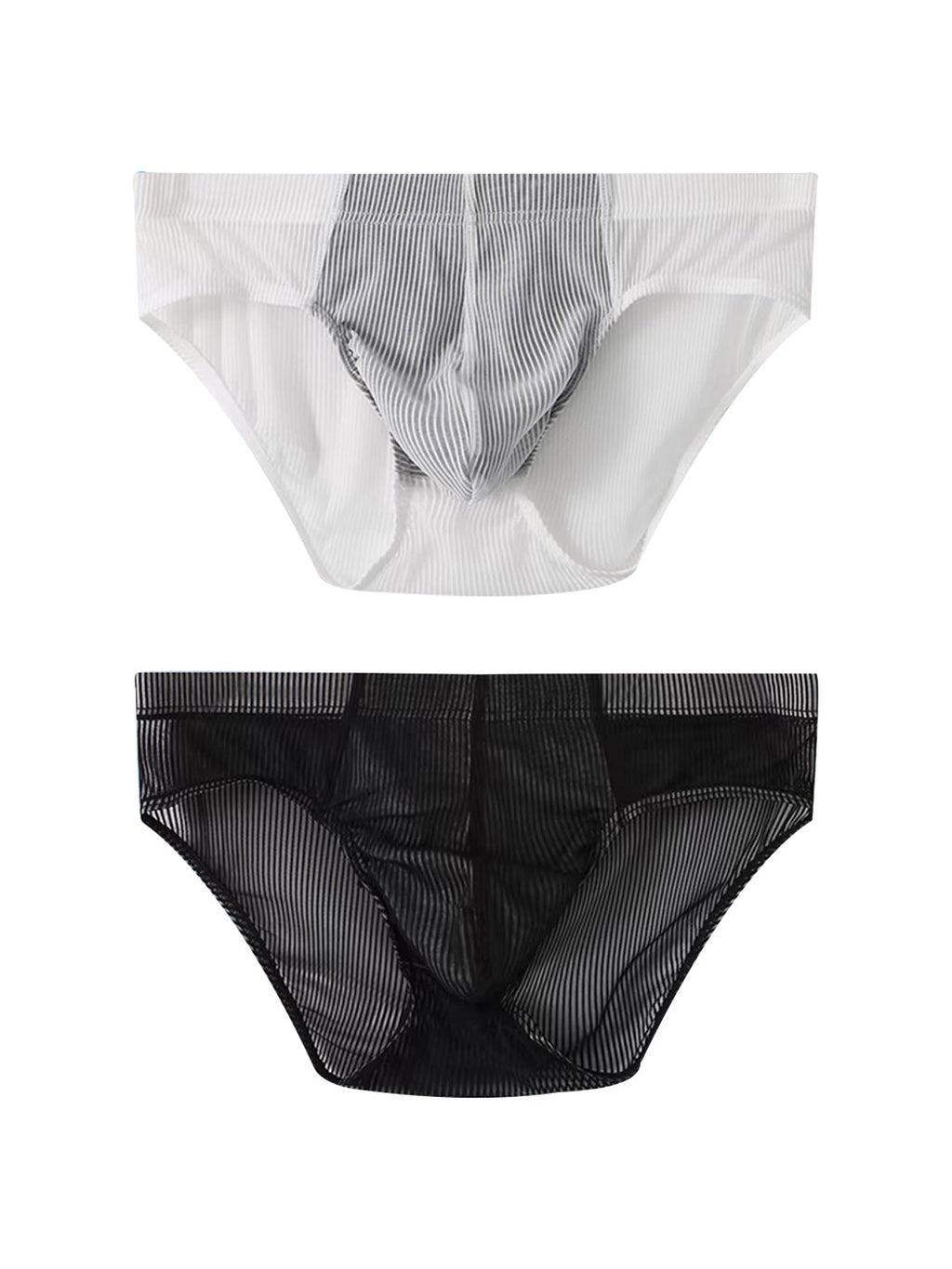2 Pack Men’s Striped Separate Pouch Thin Briefs
