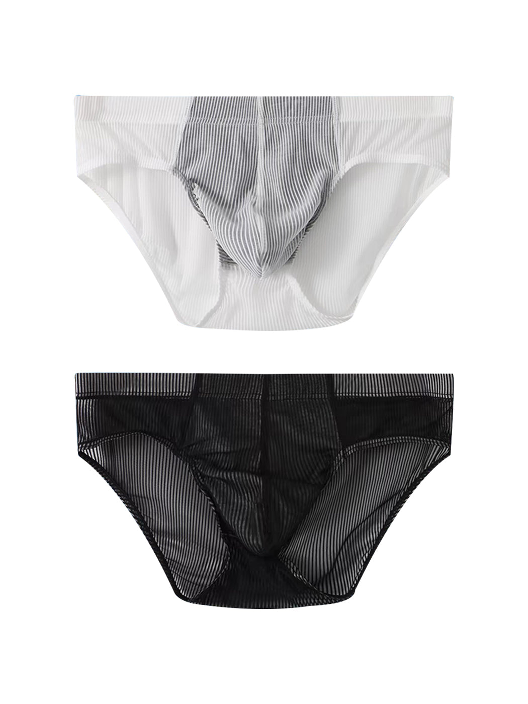 2 Pack Men’s Striped Separate Pouch Thin Briefs