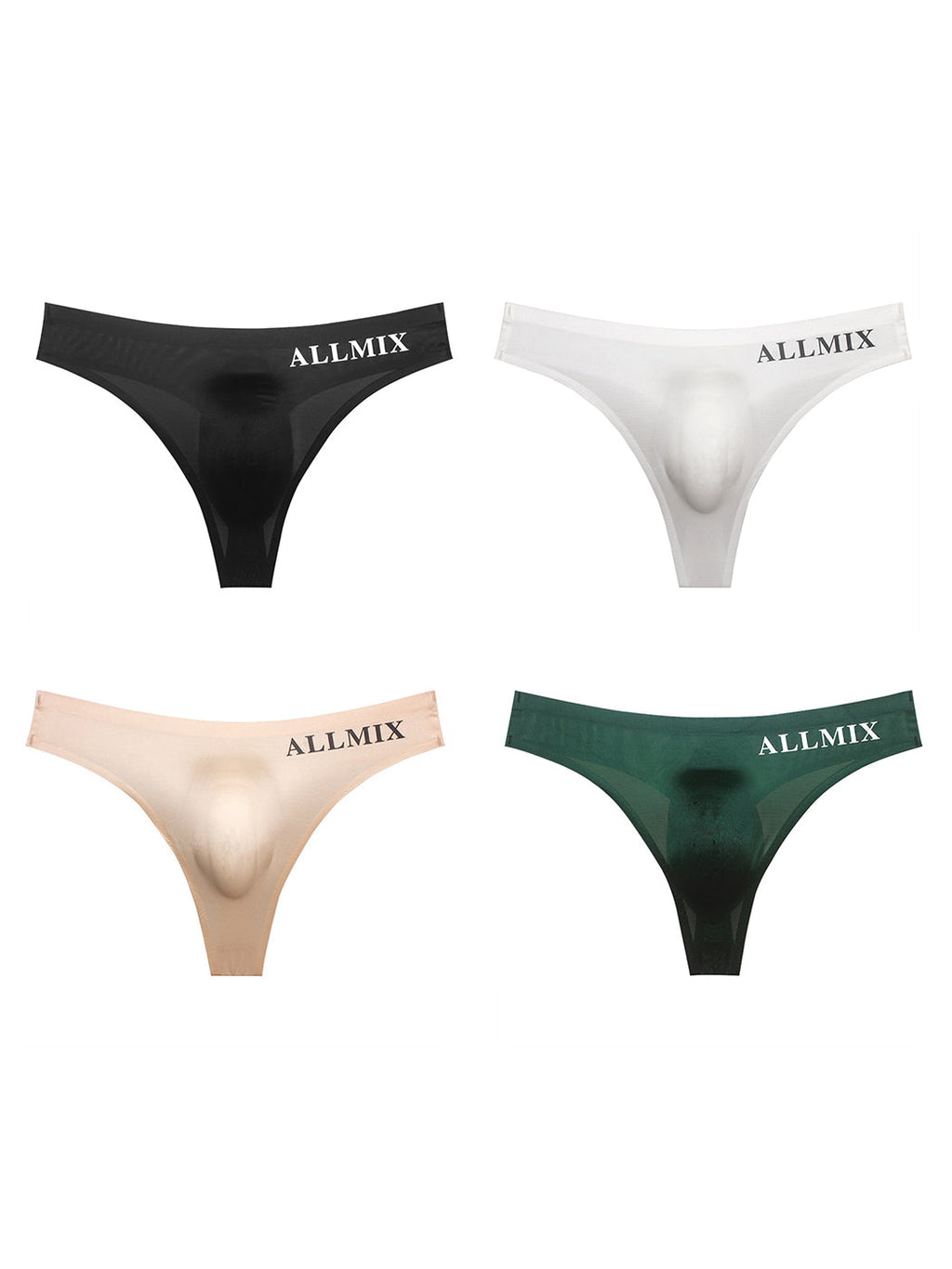 4 Pack ALLMIX Men's Sexy Seamless T-back Thongs