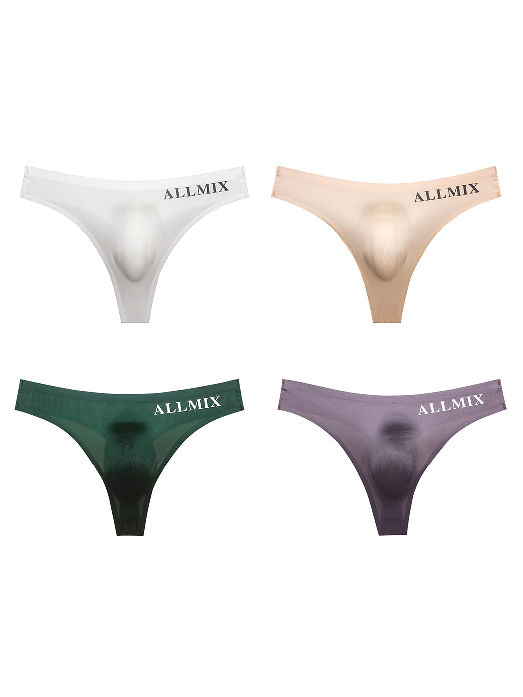 4 Pack ALLMIX Men's Sexy Seamless T-back Thongs