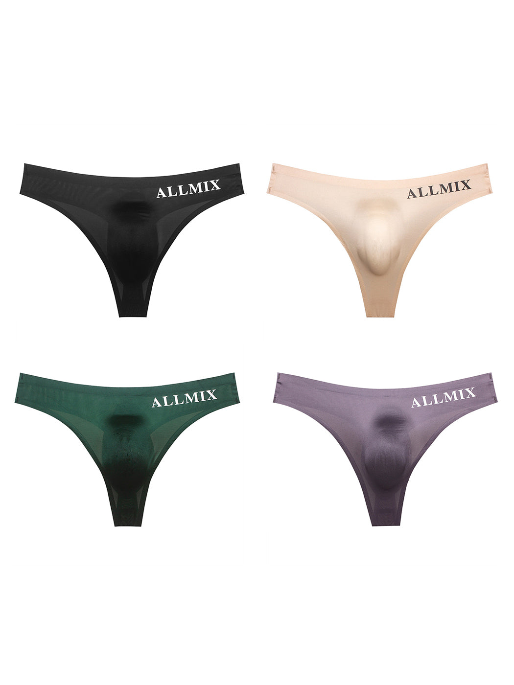 4 Pack ALLMIX Men's Sexy Seamless T-back Thongs