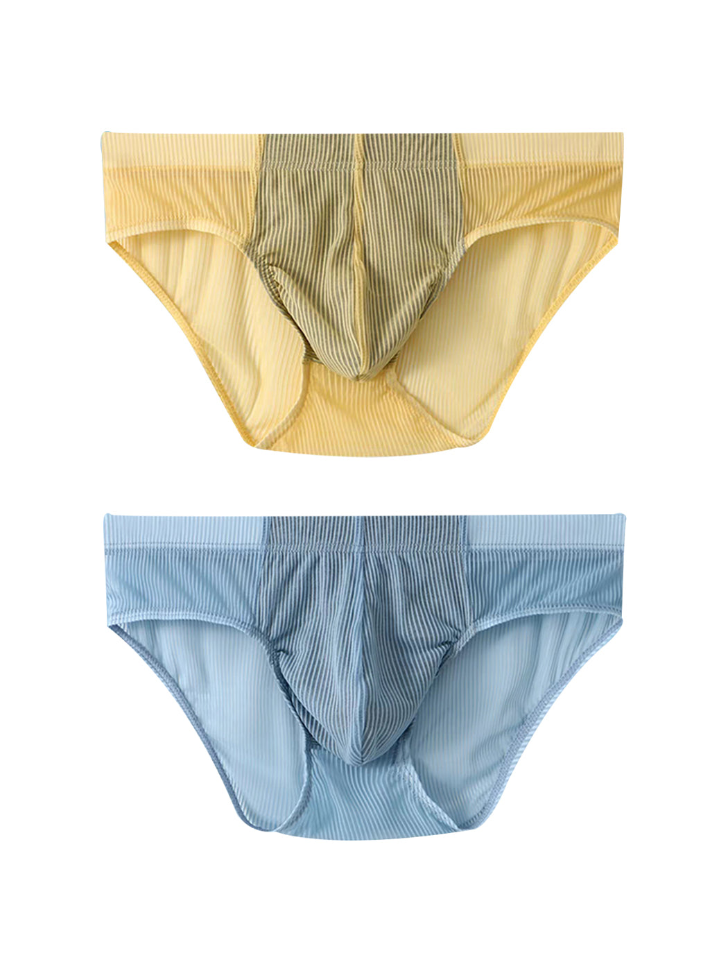2 Pack Men’s Striped Separate Pouch Thin Briefs