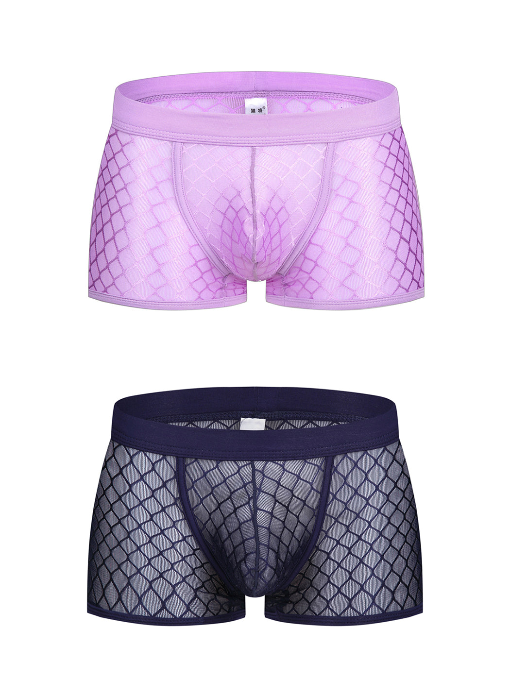 2 Pack Men's Sexy Transparent Mesh Trunks