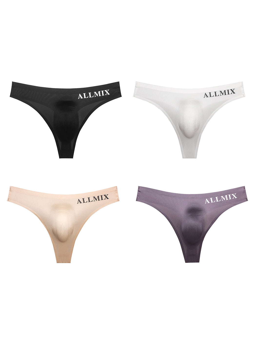 4 Pack ALLMIX Men's Sexy Seamless T-back Thongs