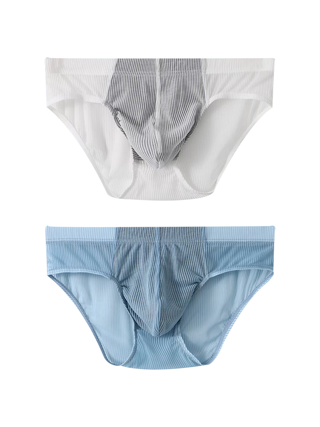 2 Pack Men’s Striped Separate Pouch Thin Briefs