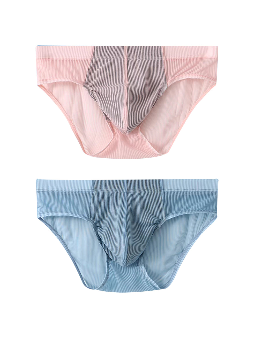 2 Pack Men’s Striped Separate Pouch Thin Briefs