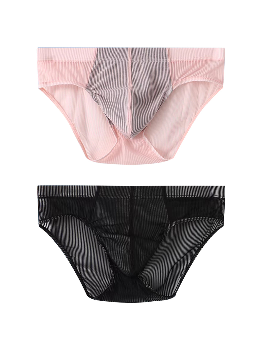 2 Pack Men’s Striped Separate Pouch Thin Briefs