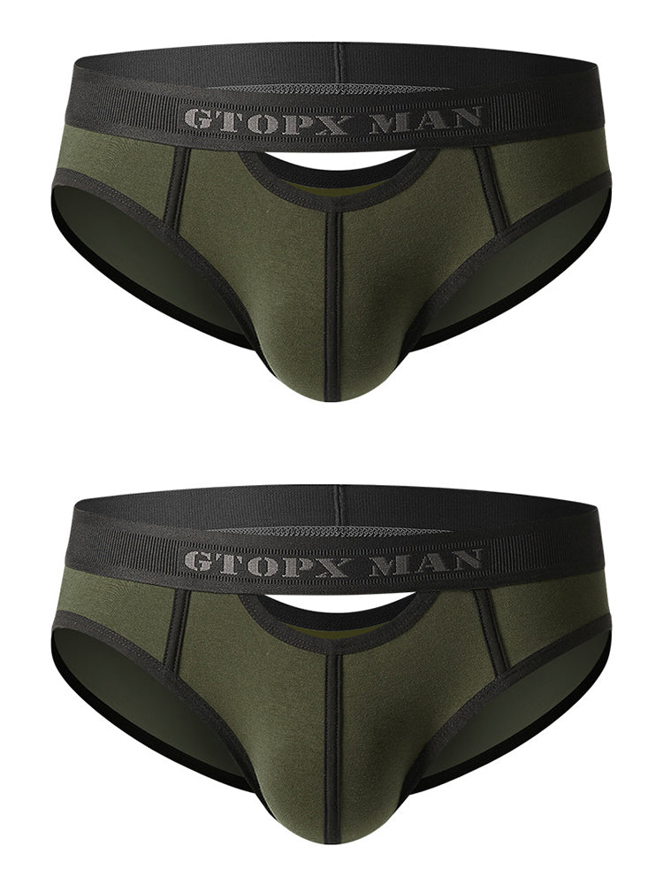 Men’s Spliced Lines U Convex Pouch Cotton Briefs
