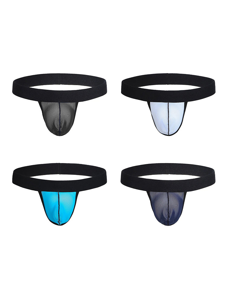4 Pack Men's Single Pouch Ice Silk Sexy Thong