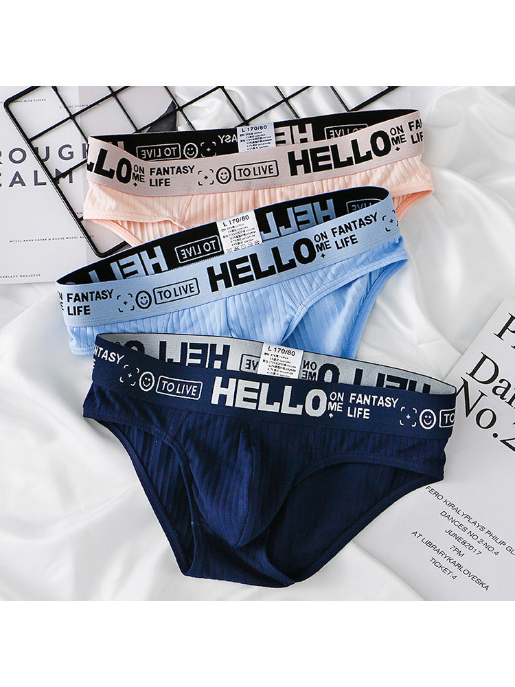 Men's Cotton Ribbed Breathable Briefs with 3D Pouch