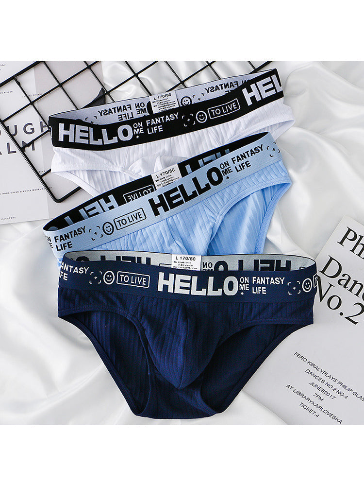 Men's Cotton Ribbed Breathable Briefs with 3D Pouch