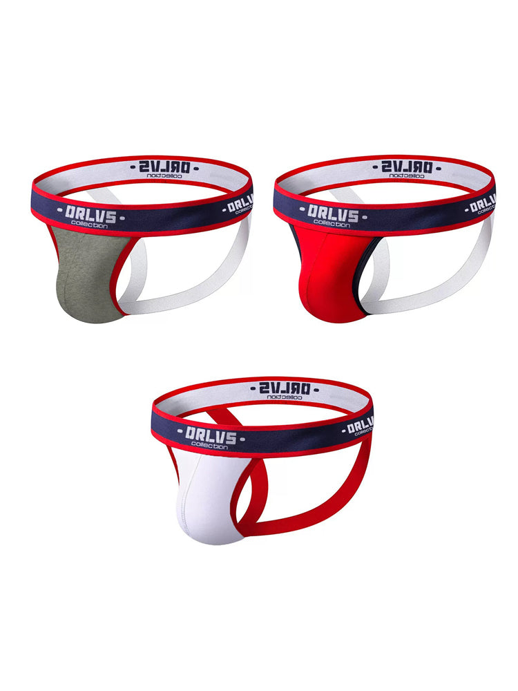 3 Pack Men's U-Pouch Striped Sexy Jockstraps