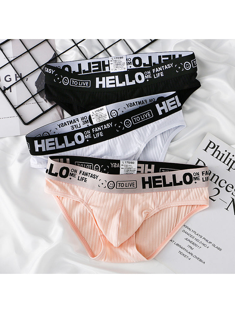 Men's Cotton Ribbed Breathable Briefs with 3D Pouch