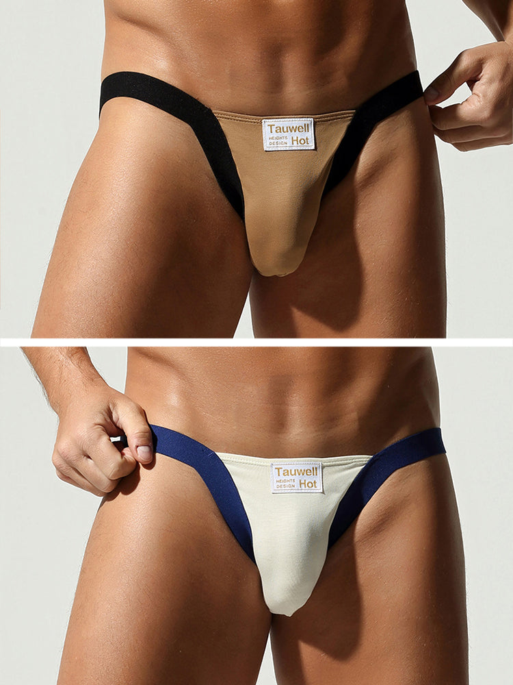 2 Pack Men's Ultra-Soft Cotton Low-Rise Sexy Anti-Chafing Stretch Jockstrap