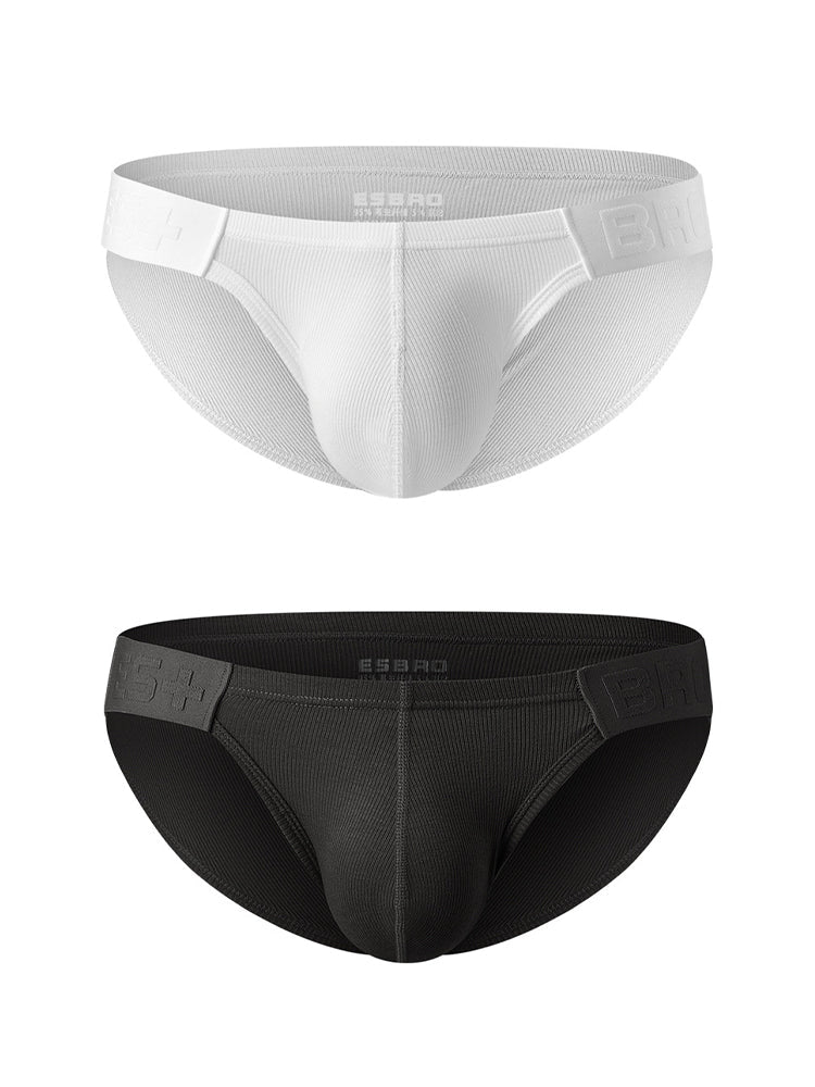 2 Pack Men's Solid Color Low Rise Sweat-Absorbent Large U-Shaped Small Pocket Briefs