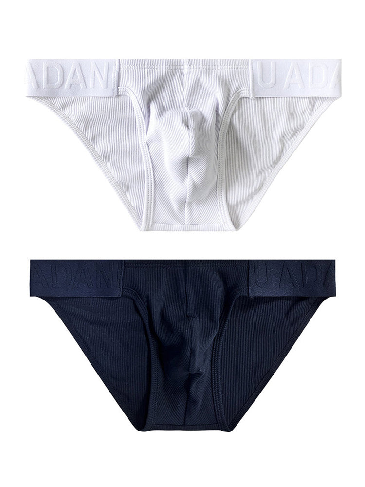 2 Pack Men's Low-Rise High-Cut Ribbed Cotton Bikini