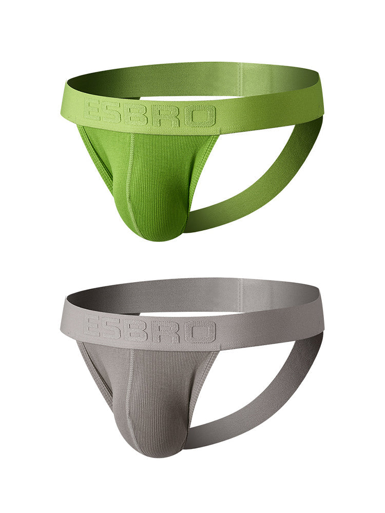 2 Pack Men's Ribbed U-Pouch Sexy Jockstrap